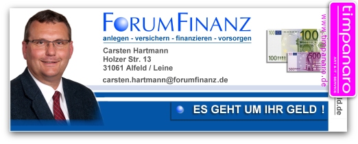 Anzeigengestaltung forum finanz shop in alfeld durch timpanaro